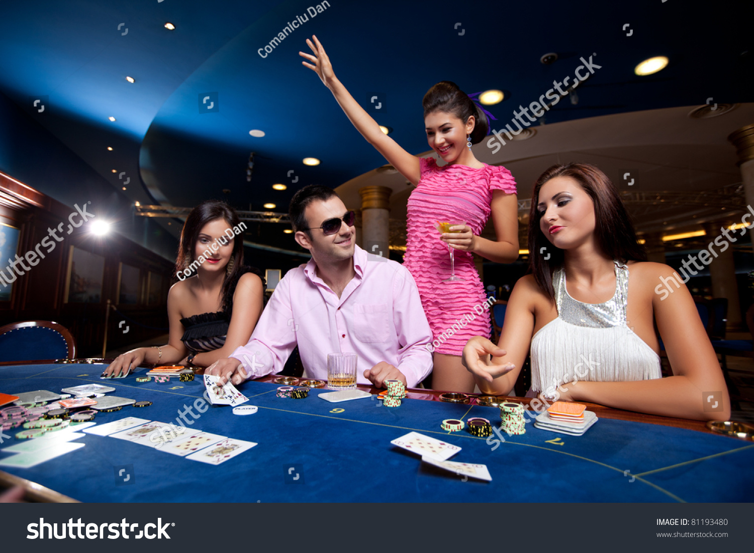 Playing poker in a casino