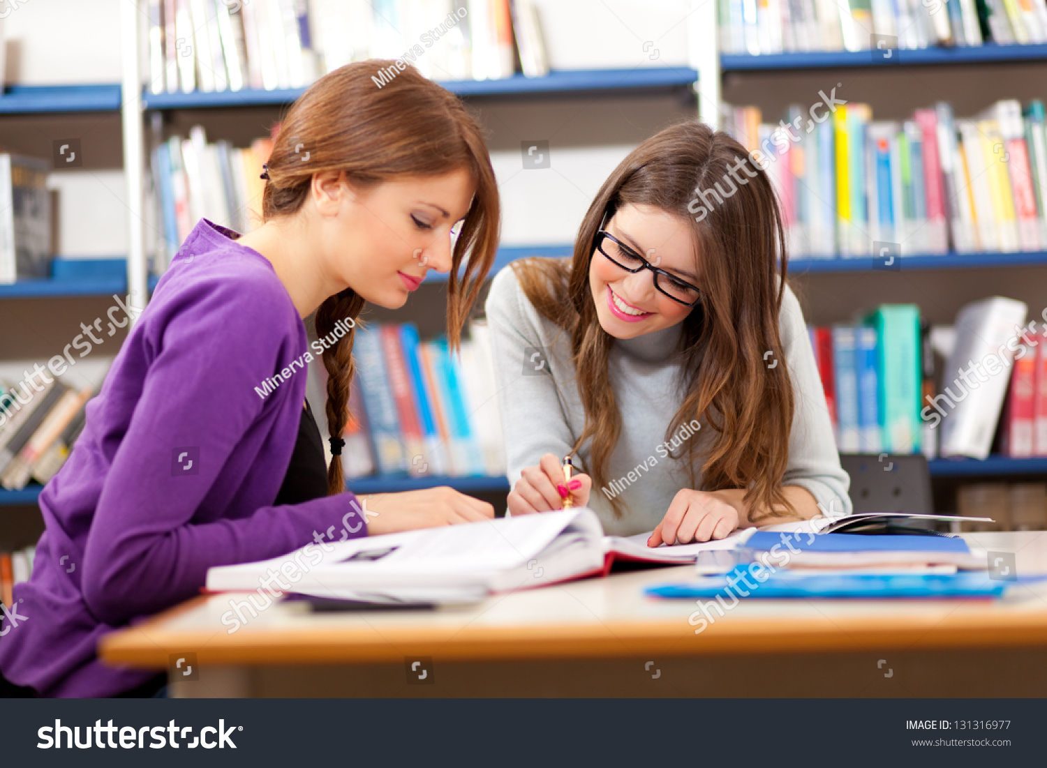 People Studying Together Library Stock Photo Shutterstock