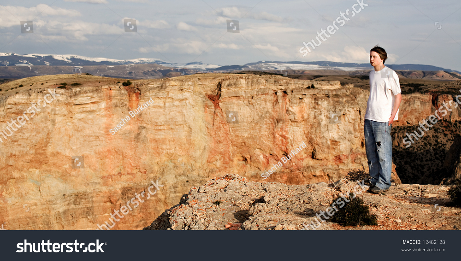 Person Standing On Edge Canyon 1000 Stock Photo 12482128 Shutterstock