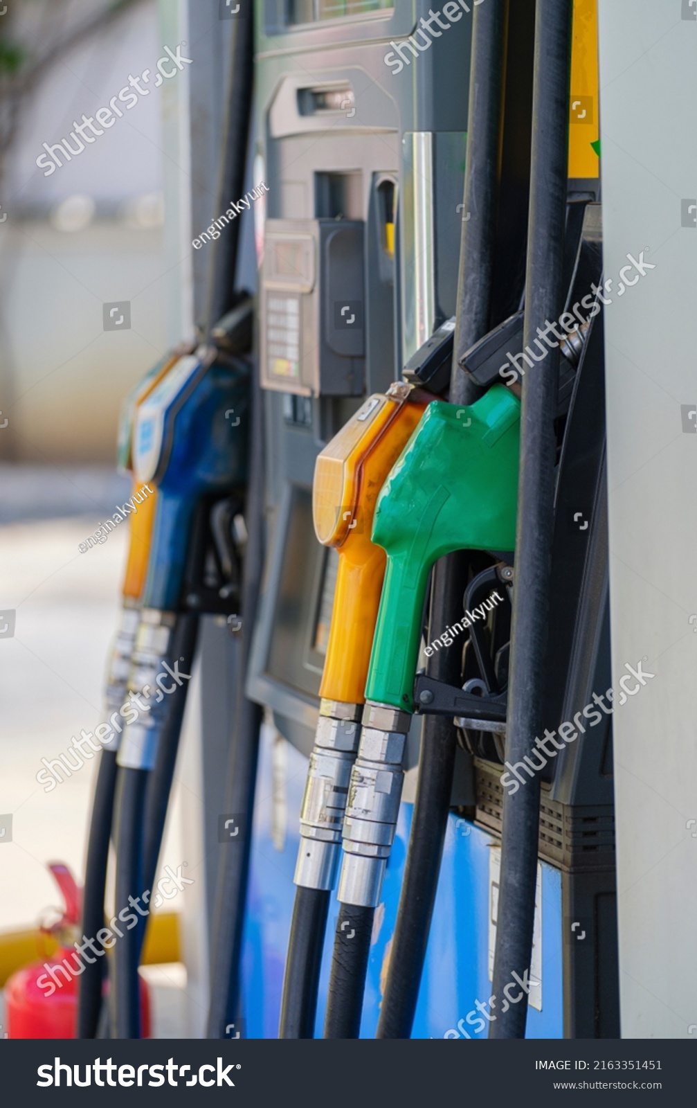 Petrol Pump Filling Nozzles Gas Station Stock Photo