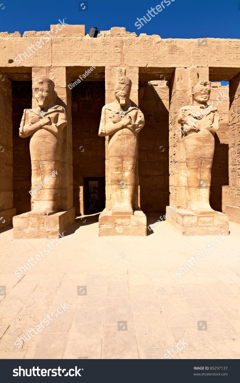 Pharaoh Statues In Ancient Karnak Temple Egypt Stock