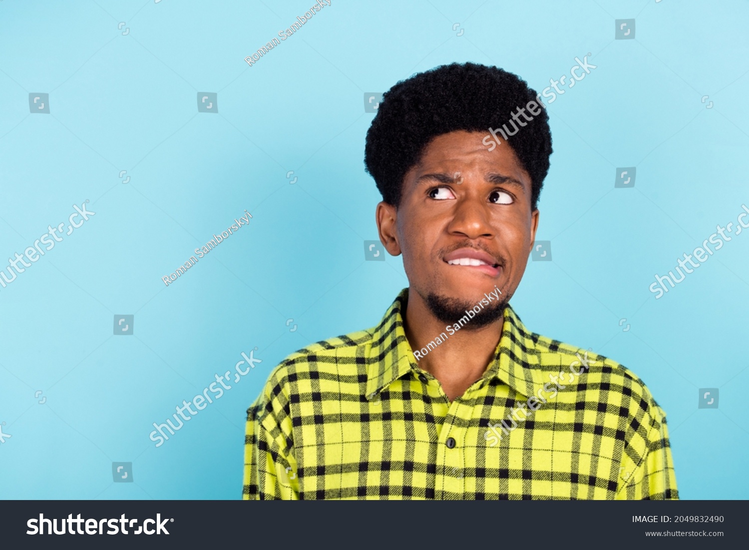 Photo Millennial Brunette Sad Guy Look Stock Photo