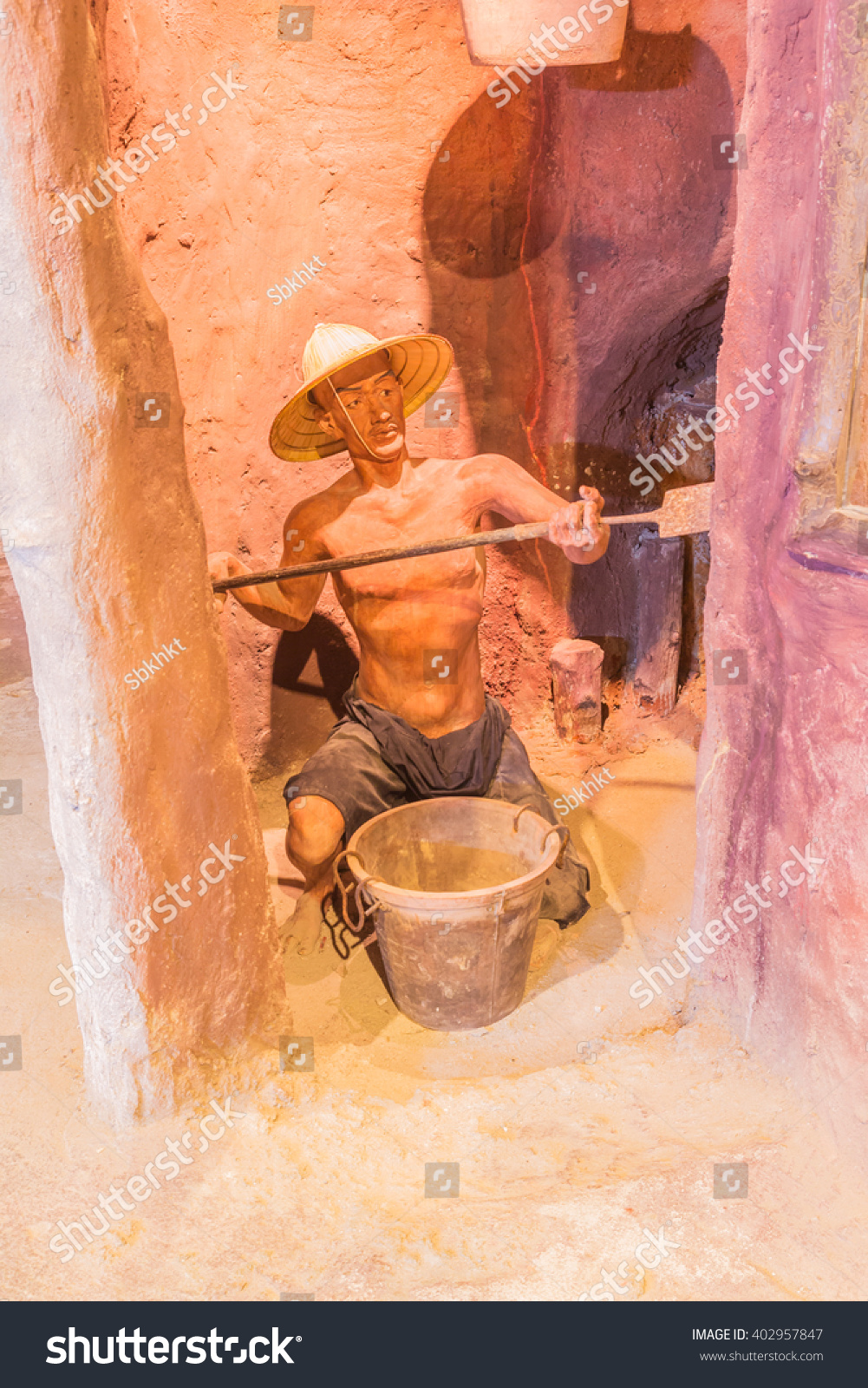 Phuket Thailand March 26 2016 Sculpture of worker in sharft mining or drifting demonstrated at Phuket Mining Museum Thailand Phuket Thailand March 26 2016 Sculpture of worker in sharft mining or drifting demonstrated at Phuket Mining Museum Thailand