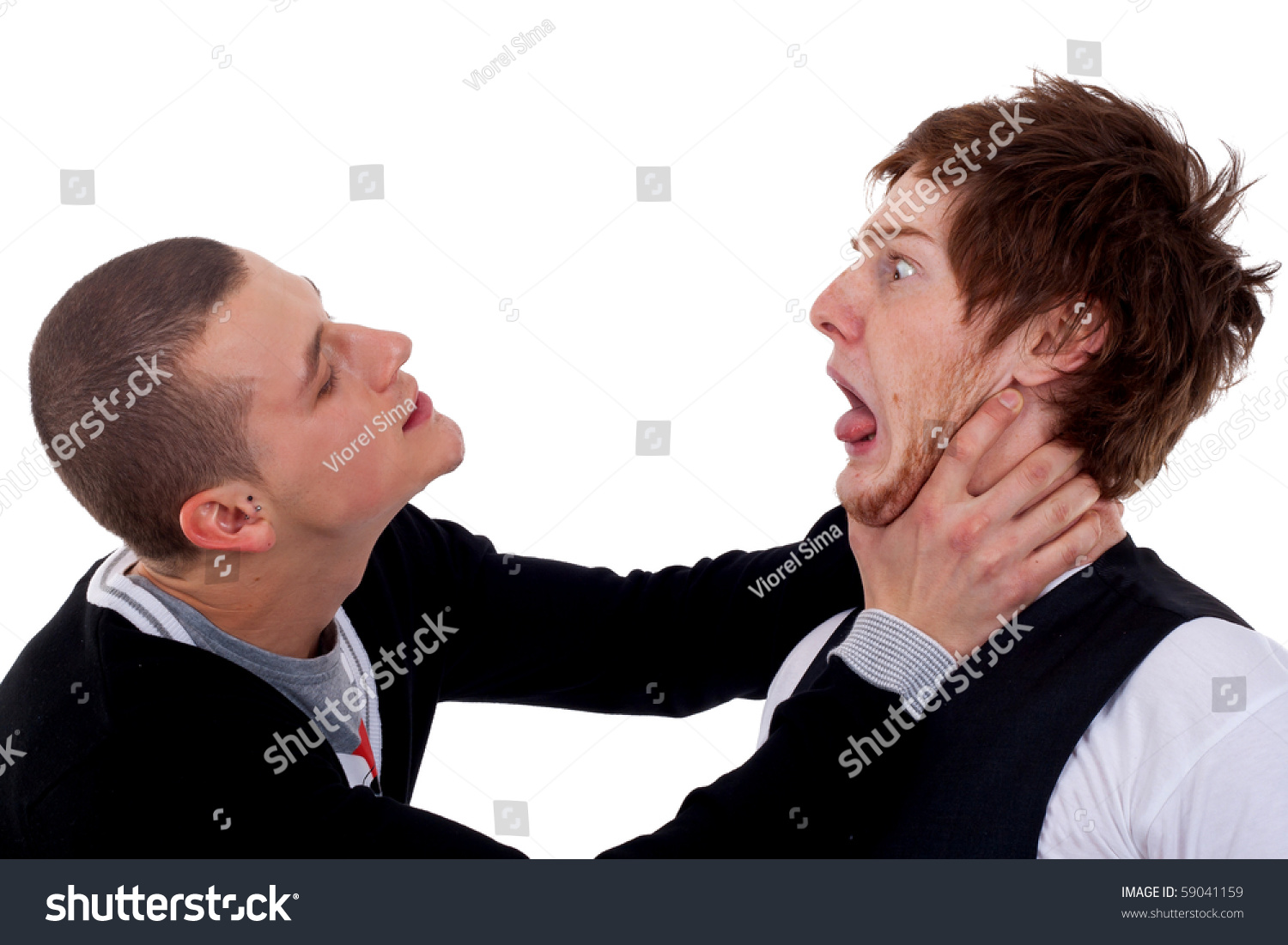 Picture Of A Man Choking Another Man Over White Stock Photo 59041159 ...