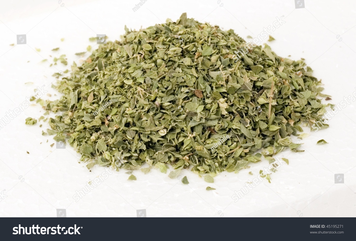 Pile Of Dried Oregano Leaves On A White Background Stock ...