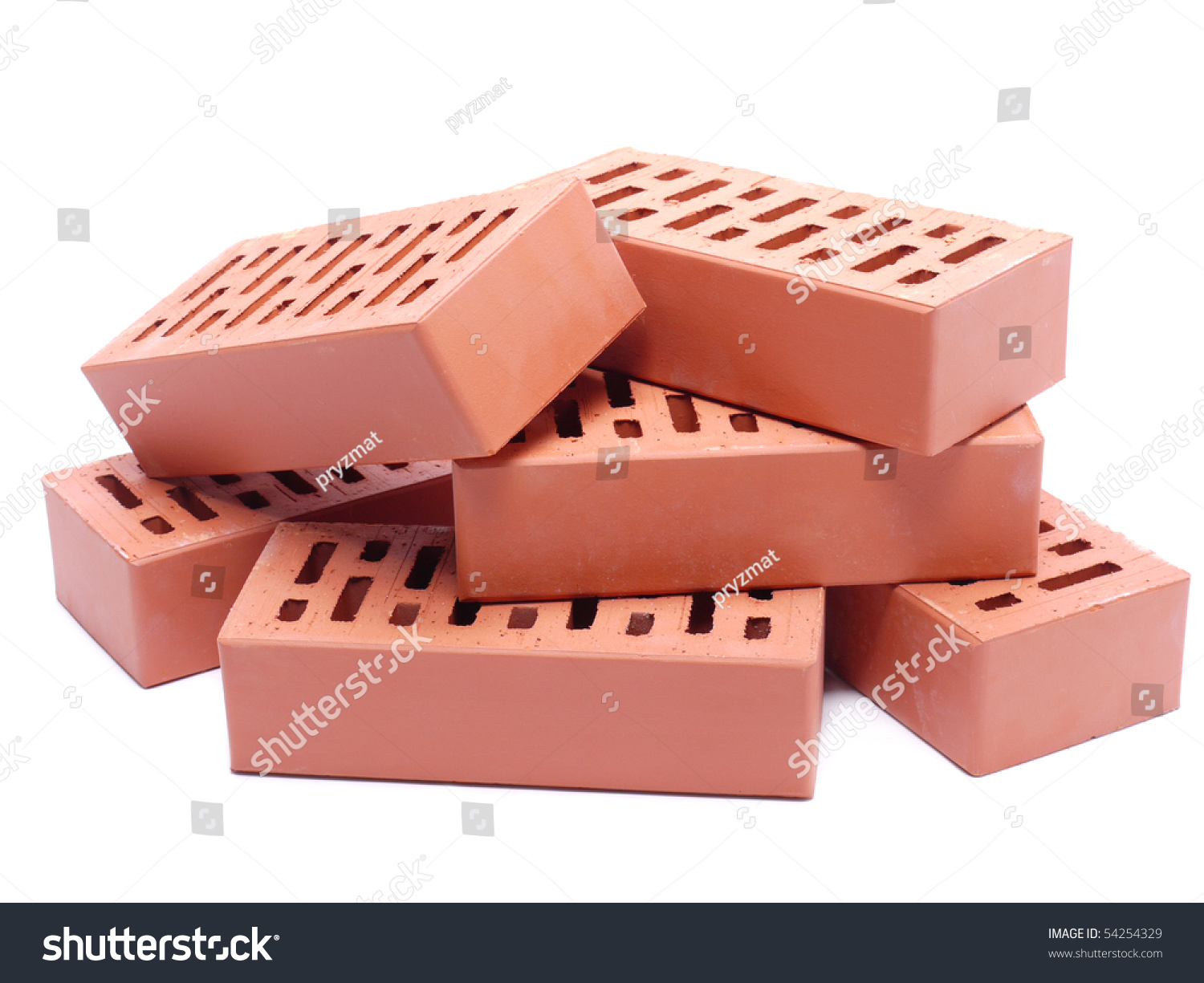 Pile Of Perforated Bricks Over White Background Stock Photo 54254329 