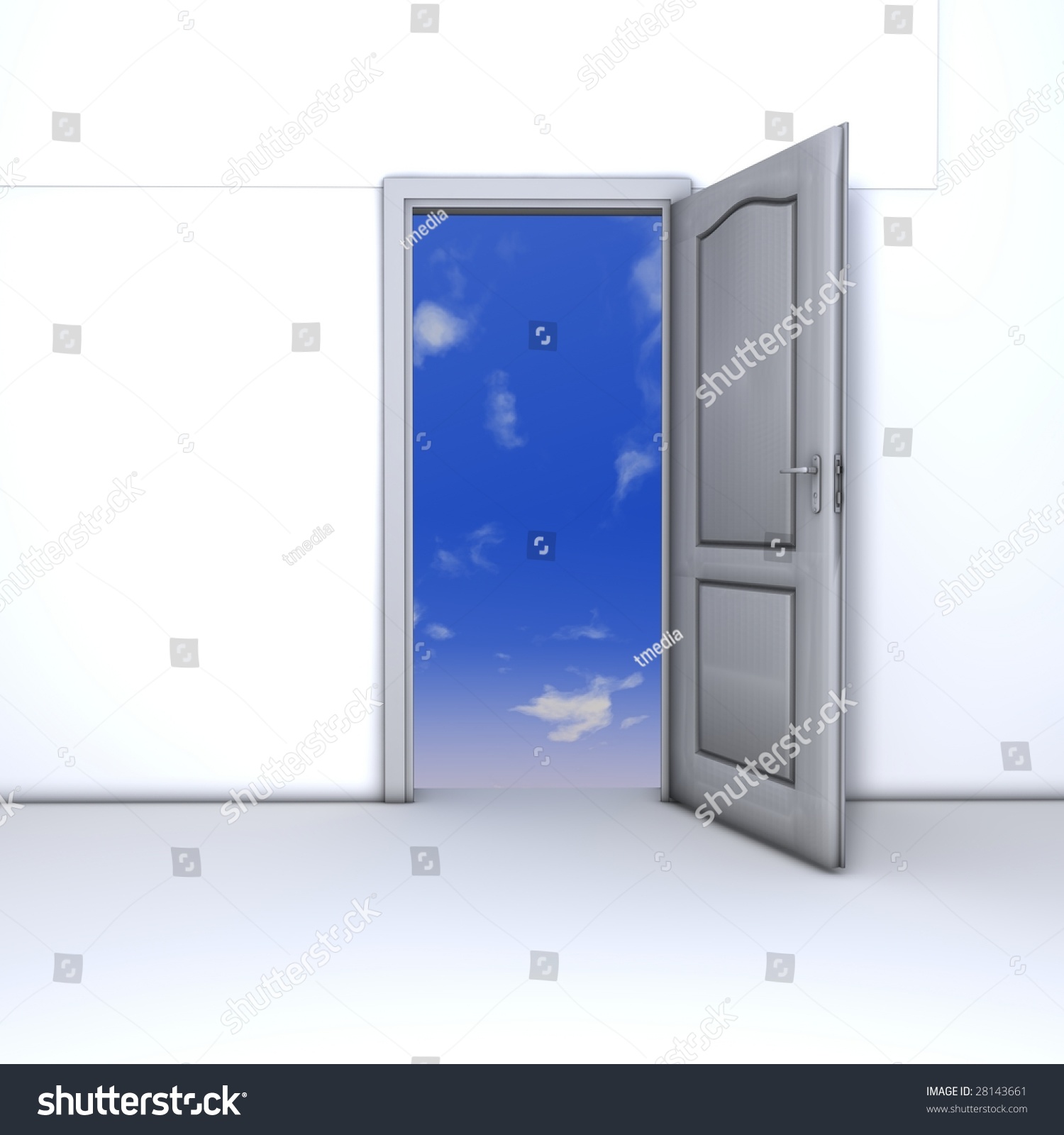 Open Front Door From Inside plain front door seen open from inside and sky seen on the outside Open Front Door From Inside plain front door seen open from inside and sky seen on the outside