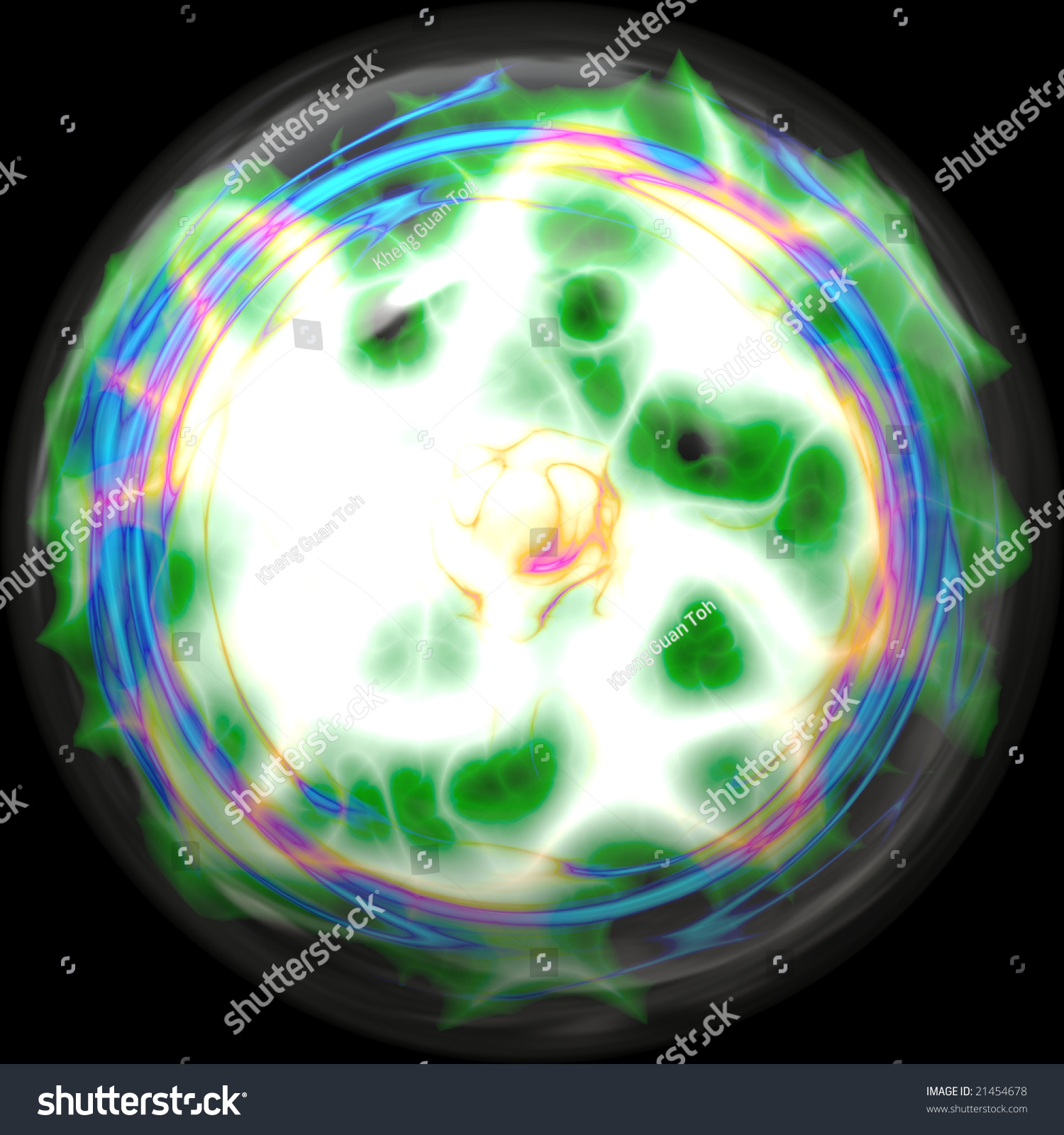 Plasma Ball Sphere Of Glowing Lightning Energy Stock Photo 21454678 ...