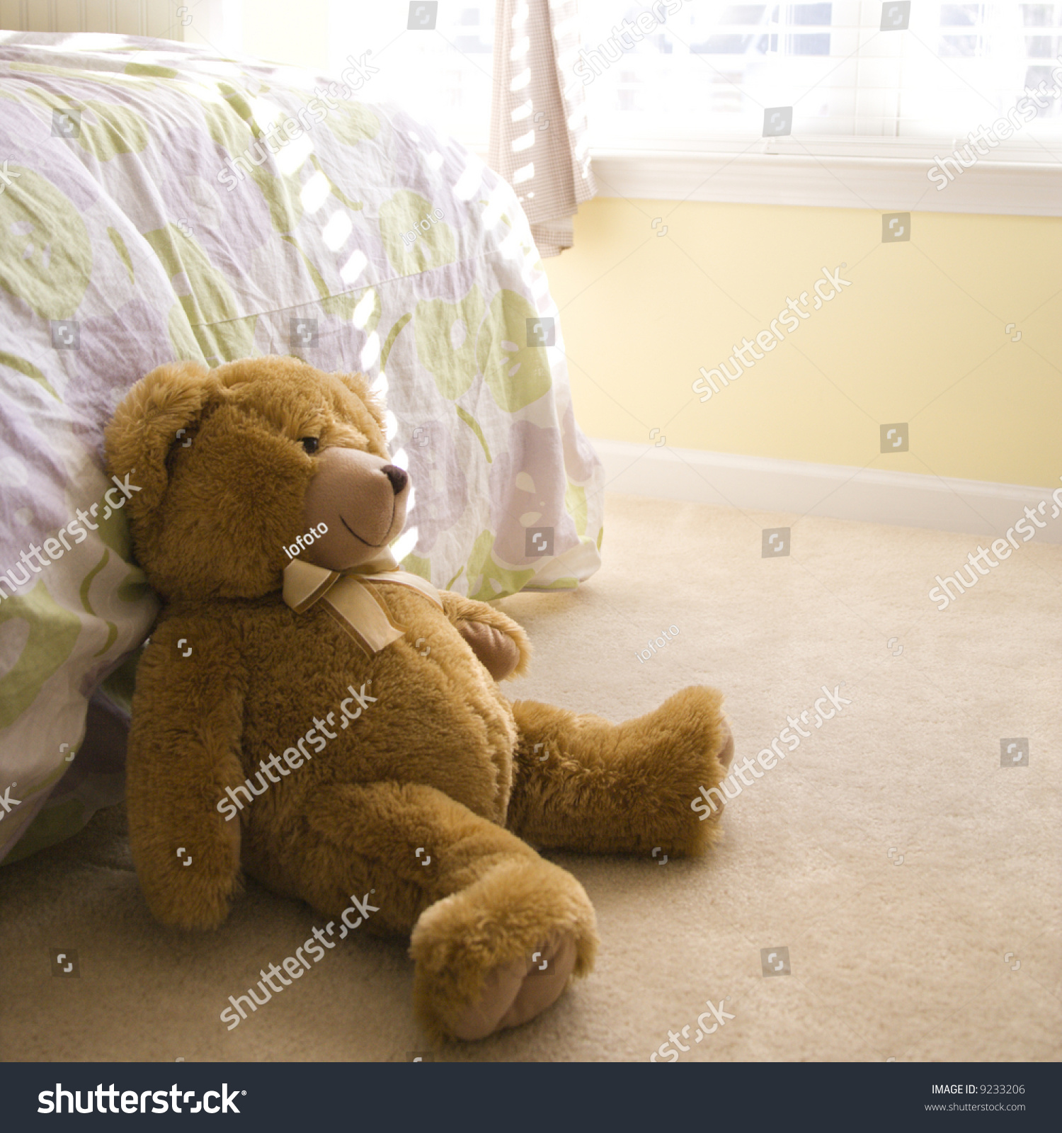 bedroom with teddy bear