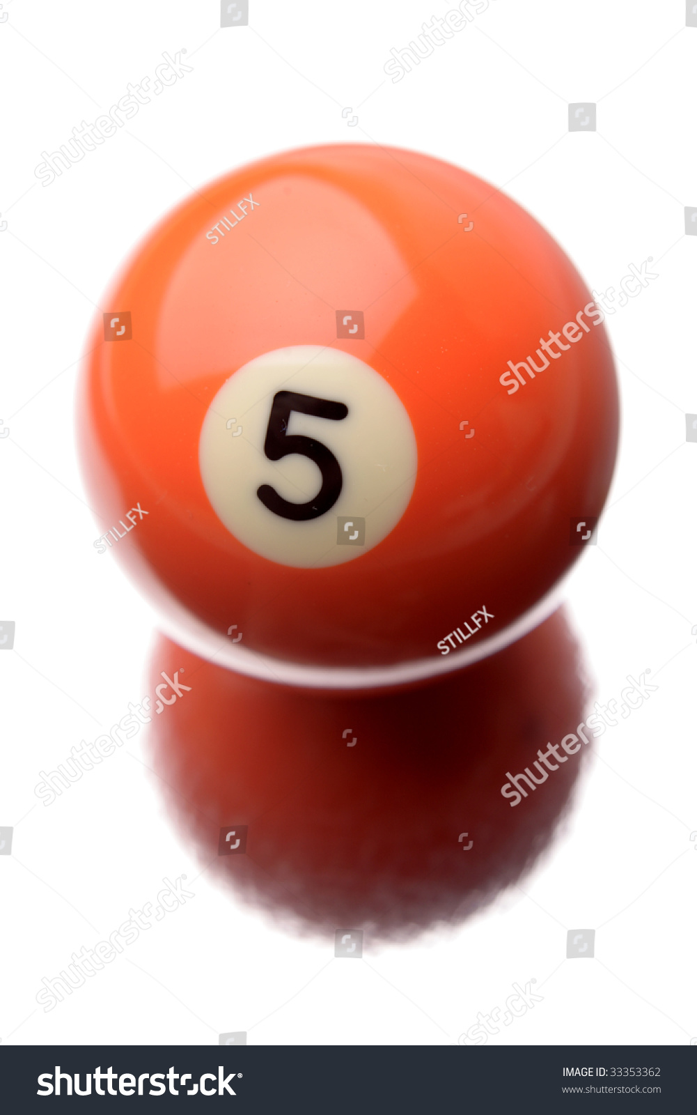 Pool Ball Isolated Over White Background Stock Photo 33353362