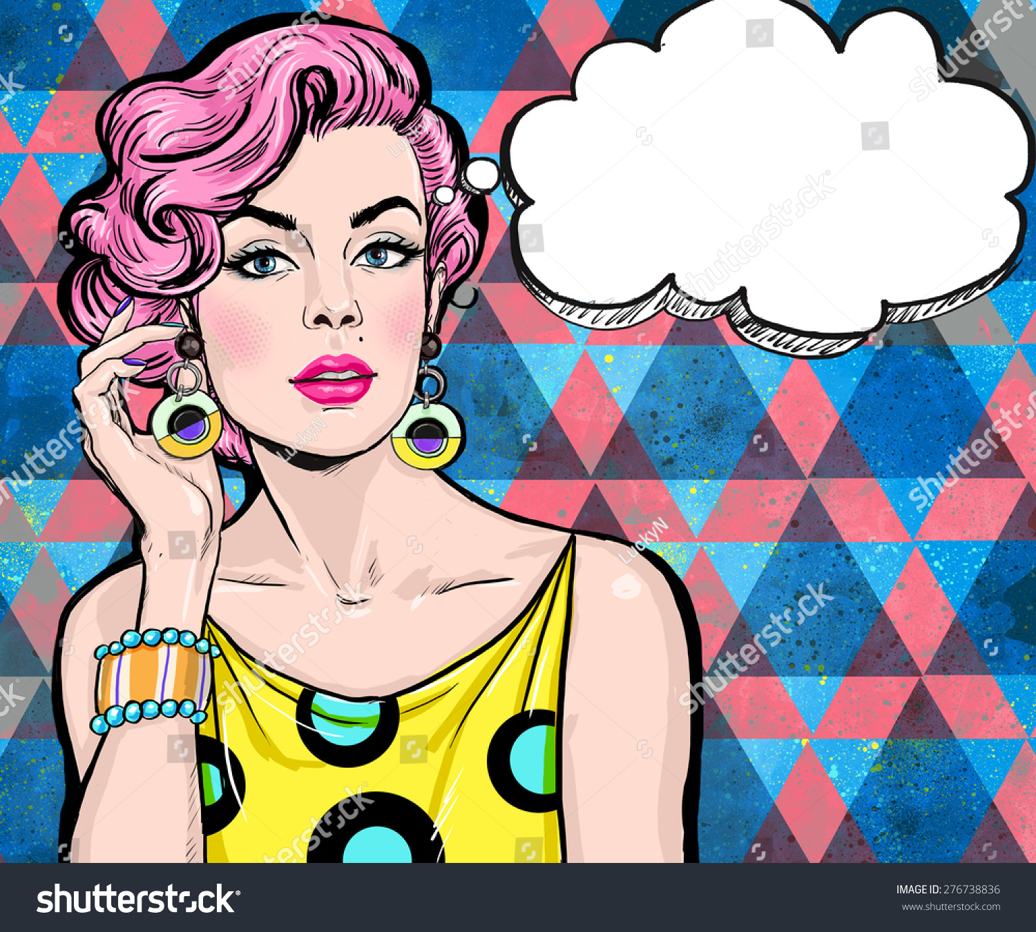 Pop Art Illustration Girl Speech Bubble Stock Illustration 276738836 Shutterstock