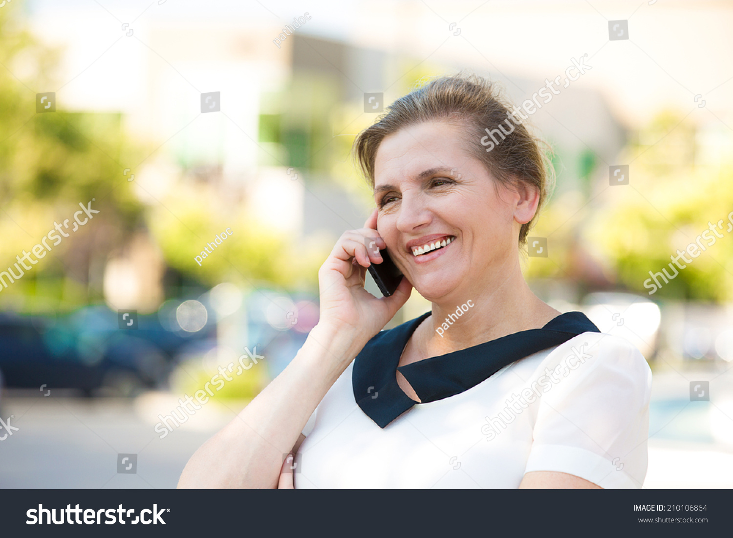 Portrait Beautiful Mature Woman Or Businesswoman In Her Forties Talking