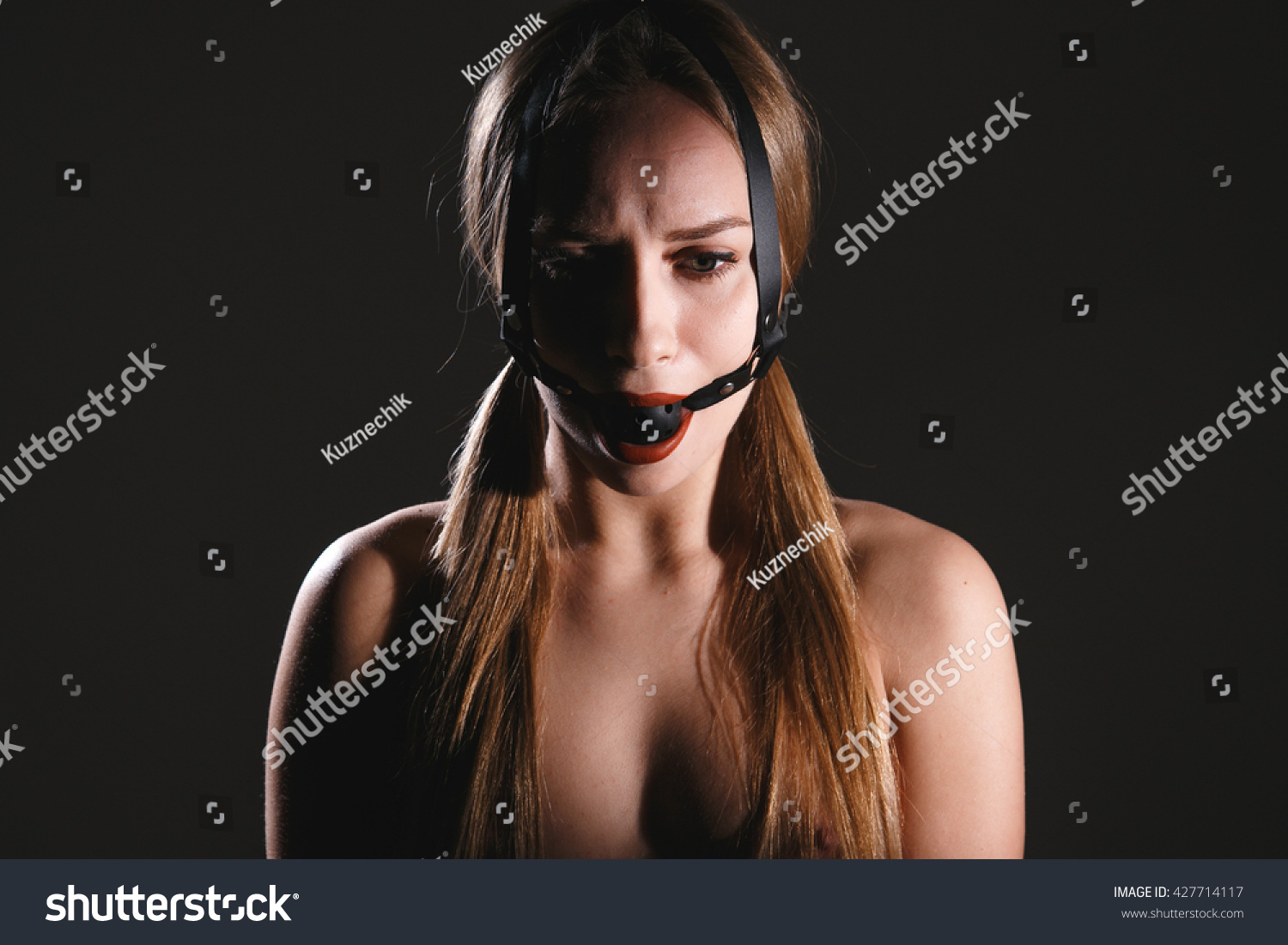 Portrait Beautiful Woman Gagged Dark Foto Stok 427714117 Shutterstock