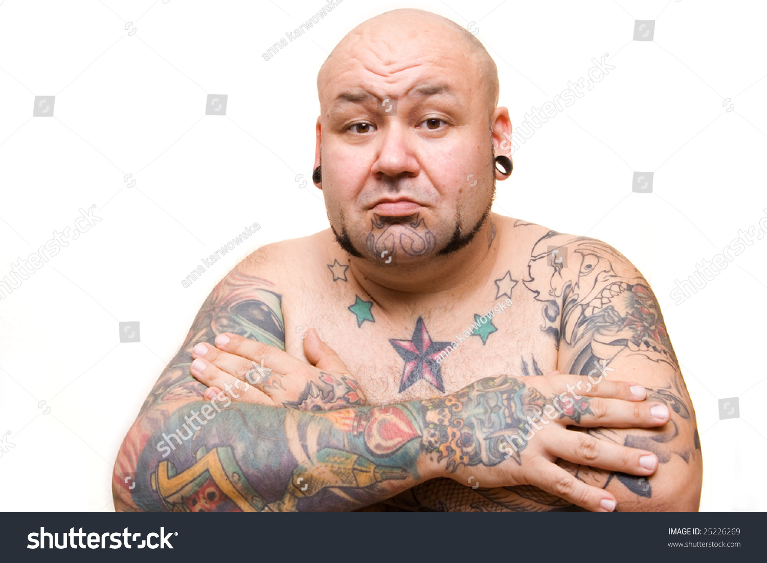 Portrait Of A Bald Man With Tattoos Stock Photo 25226269 Shutterstock