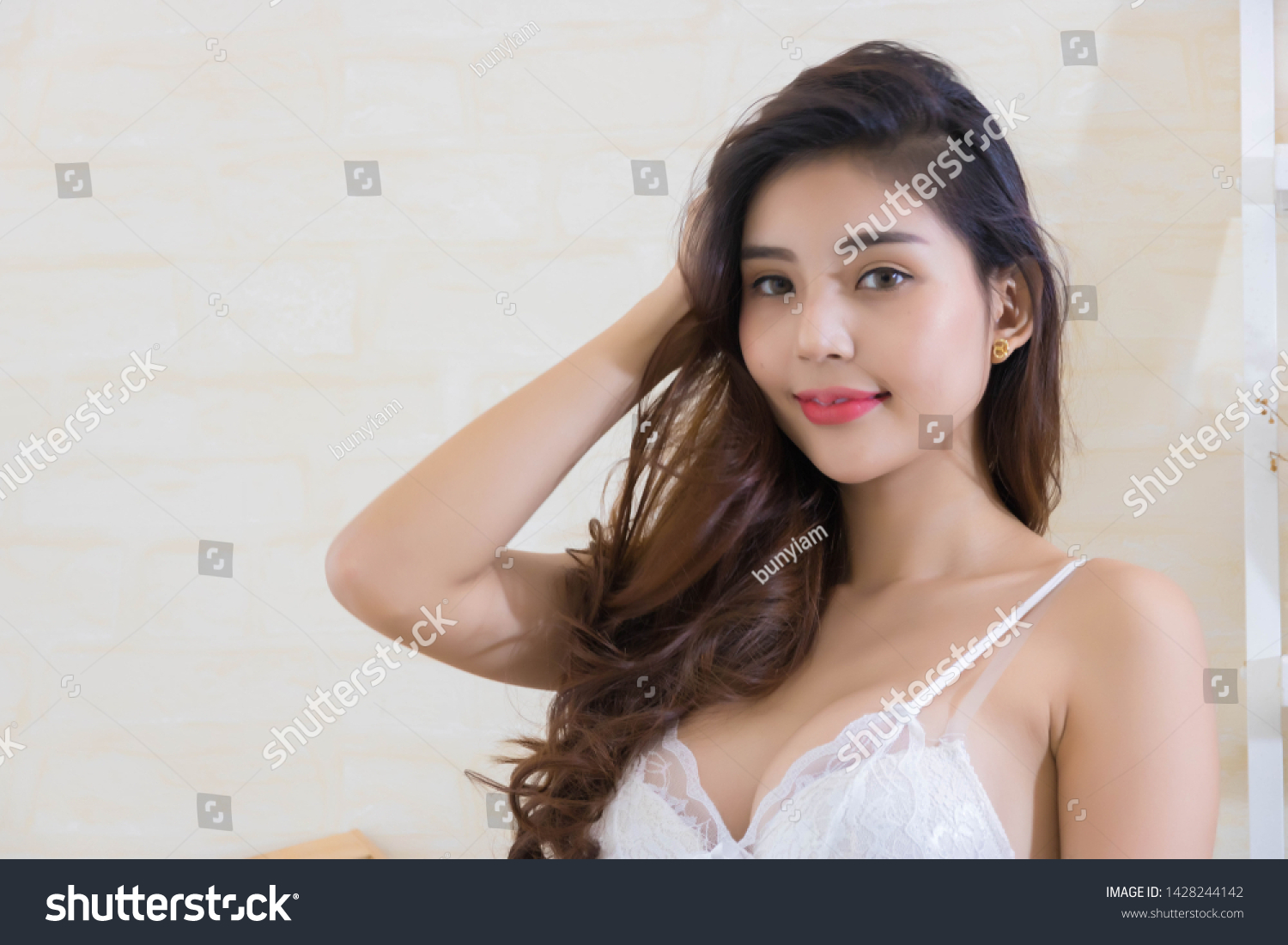 Portrait Charrming Sexy Woman Lingerie Lying Stock Photo Edit Now