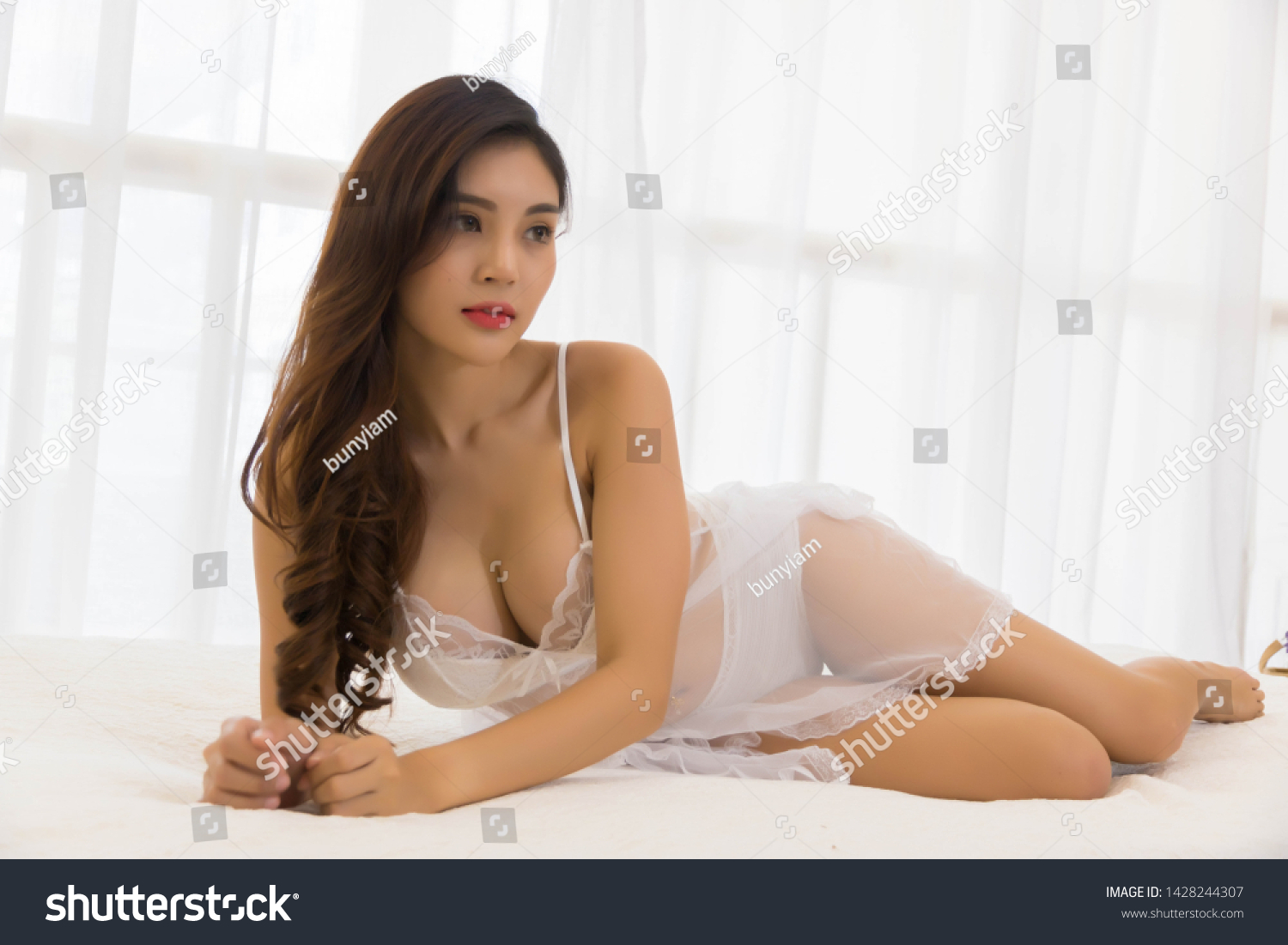 Portrait Charrming Sexy Woman Lingerie Lying Stock Photo Edit Now