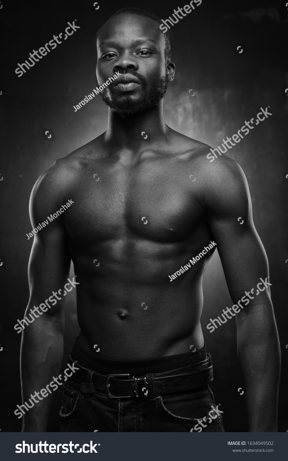 Portrait Handsome Black Man Naked Sports Stock Photo 1634049502