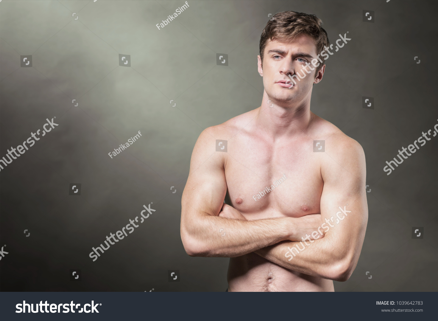 Portrait Well Built Shirtless Muscular Male Stock Photo Edit Now