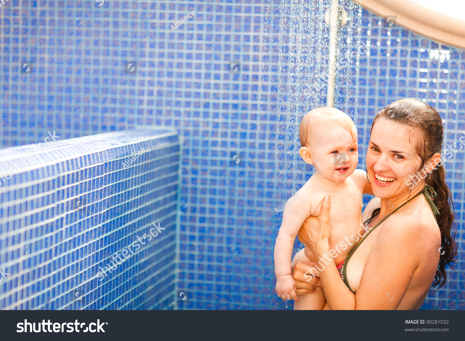 Portrait Baby Mom Taking Shower Stock Photo 90281032 Shutters