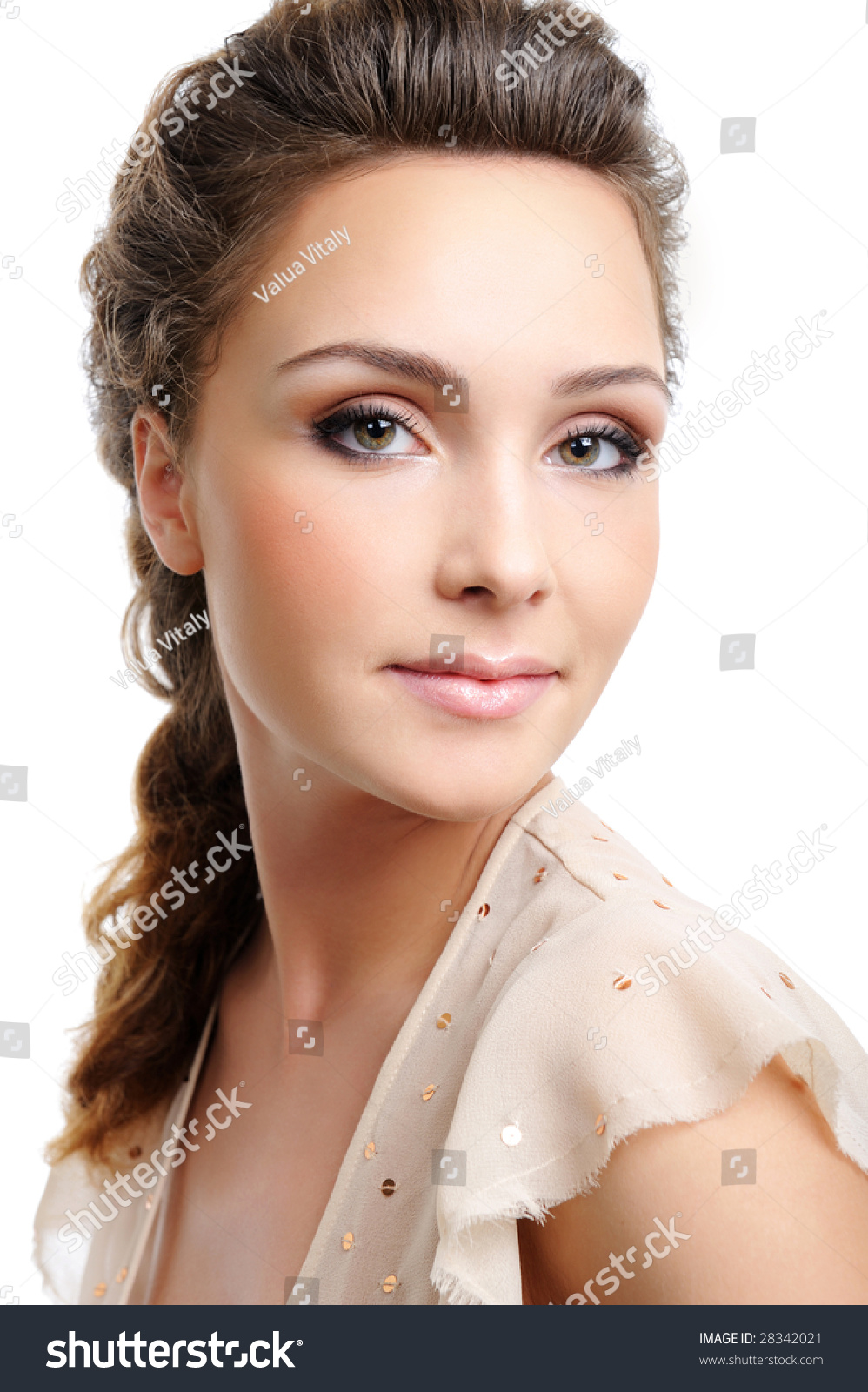 Portrait Of Beautiful Caucasian Woman Face Stock Photo 28342021 ...