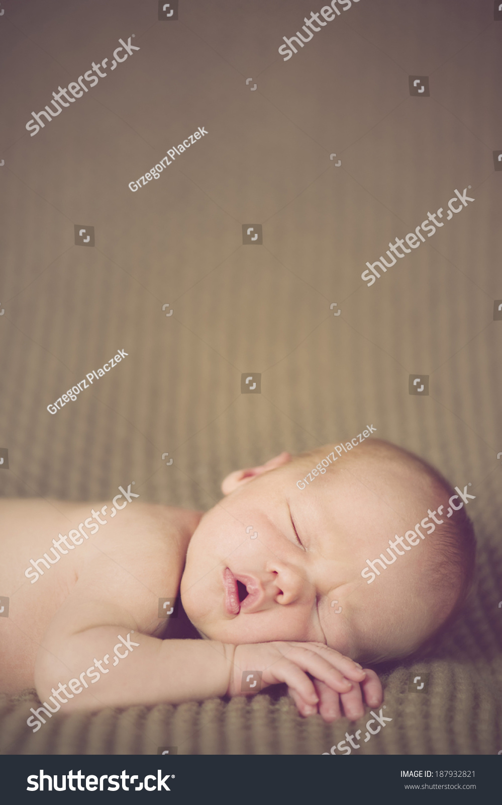 Portrait Beautiful Sleeping Naked Newborn Baby Stock Photo Edit Now