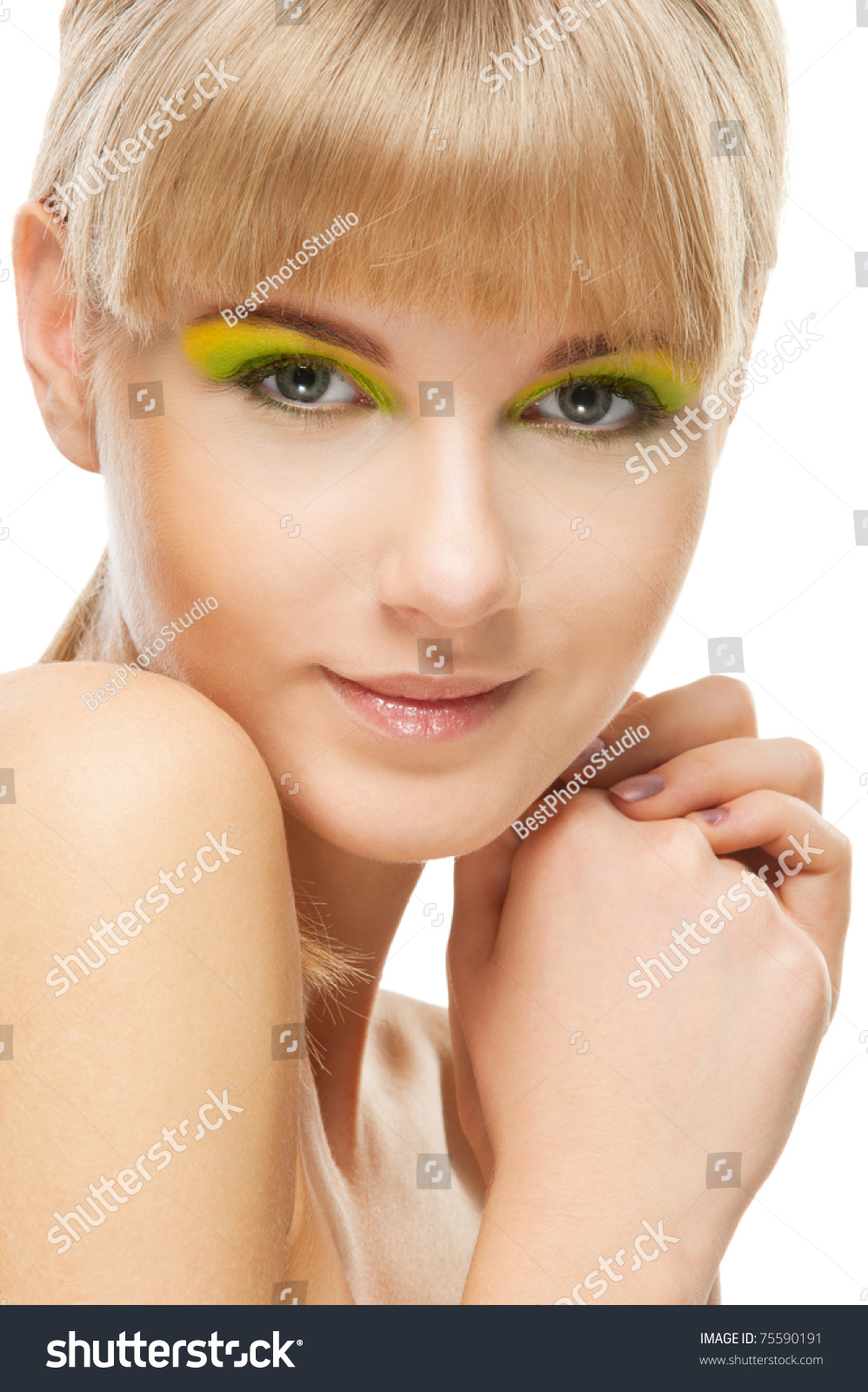 Portrait Of Woman With Naked Shoulders Stock Image - Image 