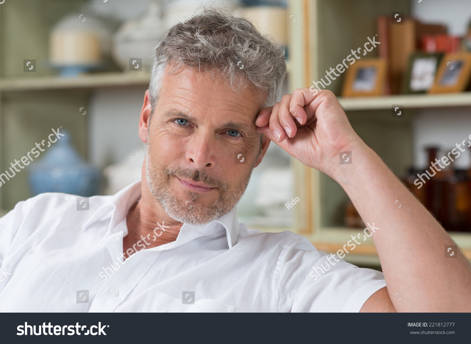 Portrait Confident Mature Man Looking Camera Stock Photo