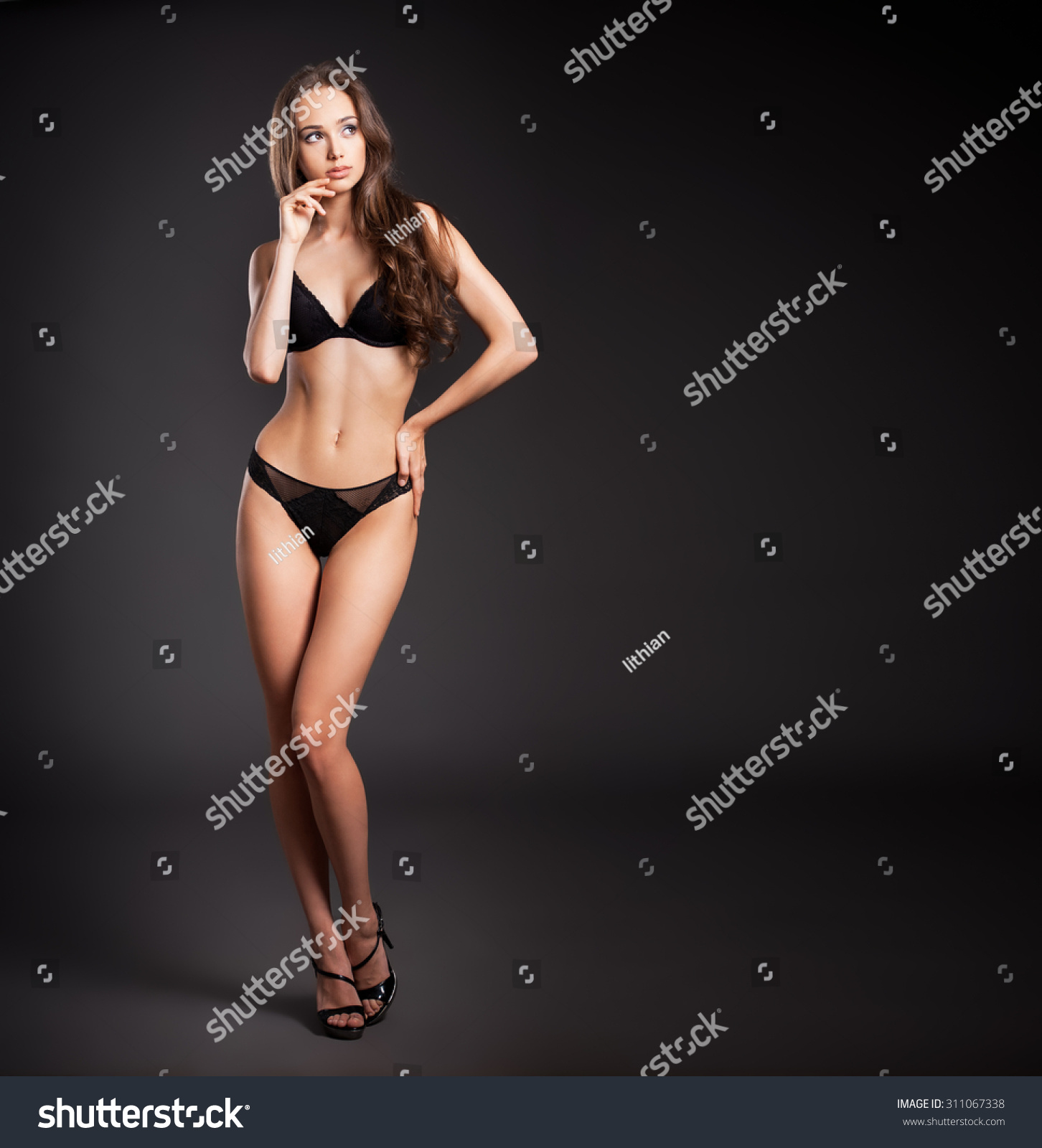 Portrait Fit Slender Sensual Brunette Lingerie Stock Photo Edit Now