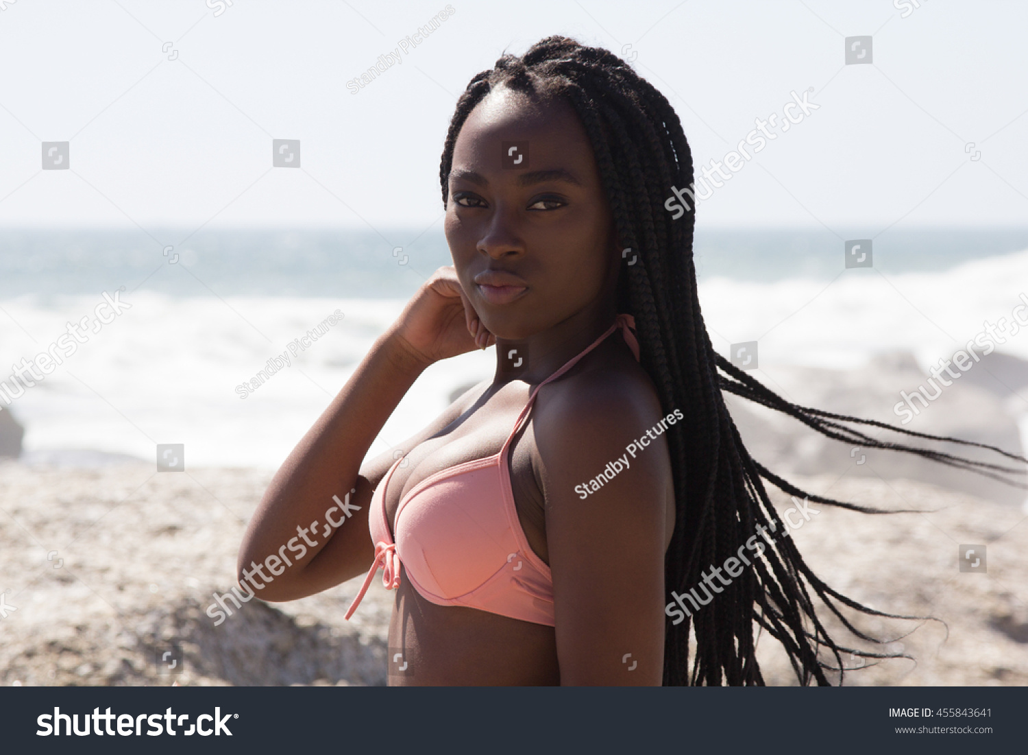 Portrait Gorgeous African Bikini Model Braids Stock Photo Edit Now