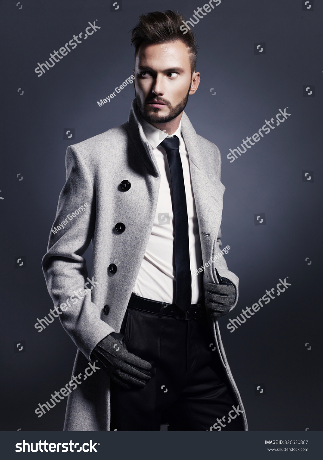 Portrait of handsome stylish man in elegant autumn coat Portrait of handsome stylish man in elegant autumn coat