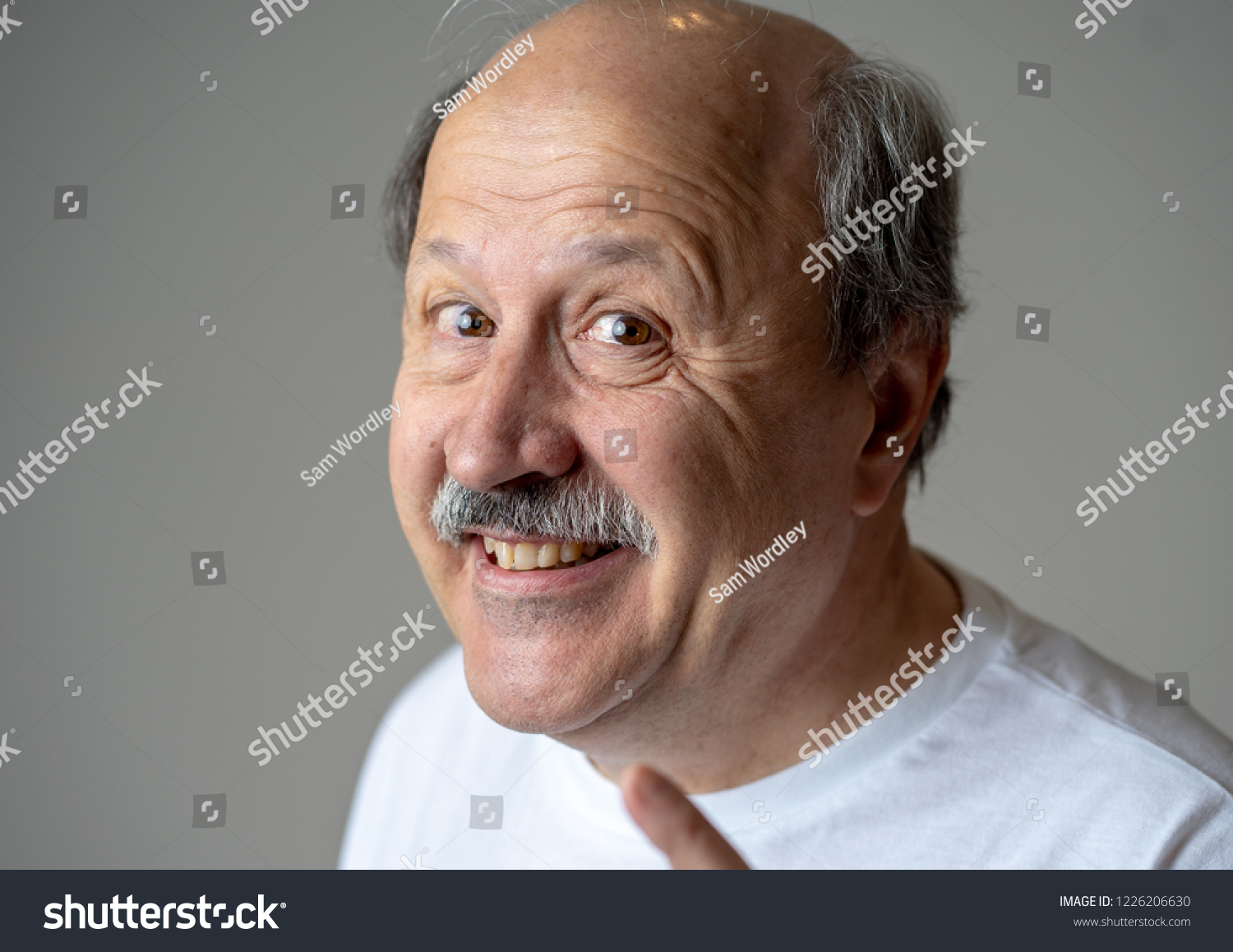 Portrait Happy Cheerful Senior Mature Man Stock Photo