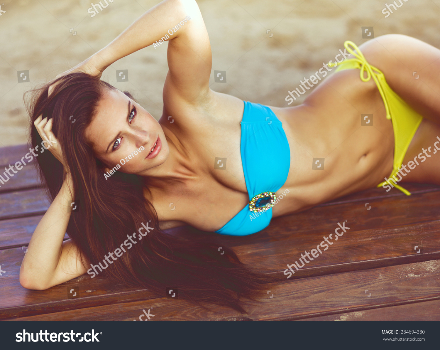 Portrait Sexy Fashion Model Wearing Bikini Stock Photo