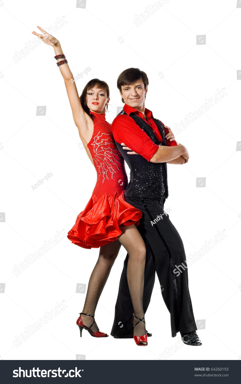 Portrait Of Two Young Tango Dancer Posing. Isolated Over White