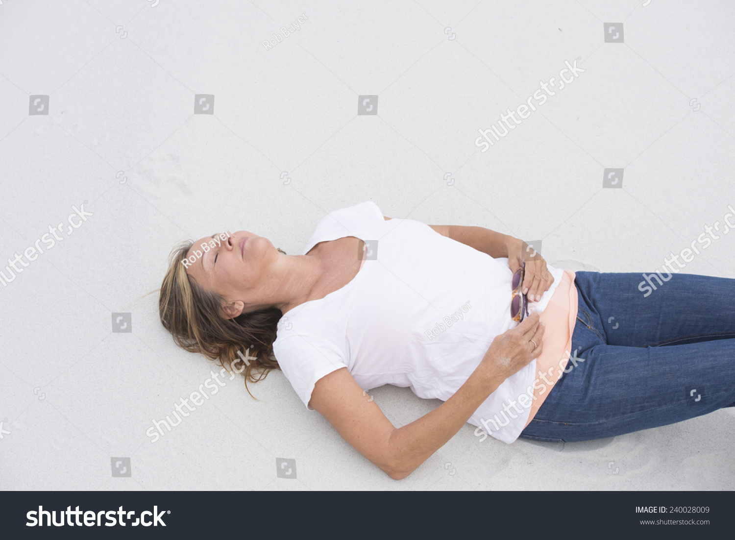 Portrait Relaxed Attractive Mature Woman Lying Stock Photo Edit Now