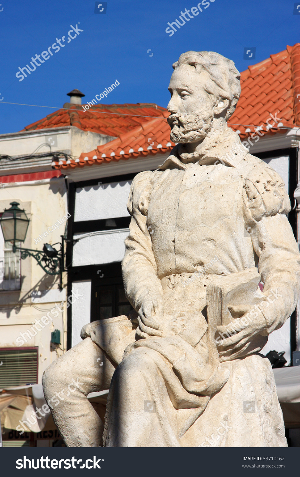 Portugal Lisbon Cascais Historical Town Center Statue Of Luis De Camoes