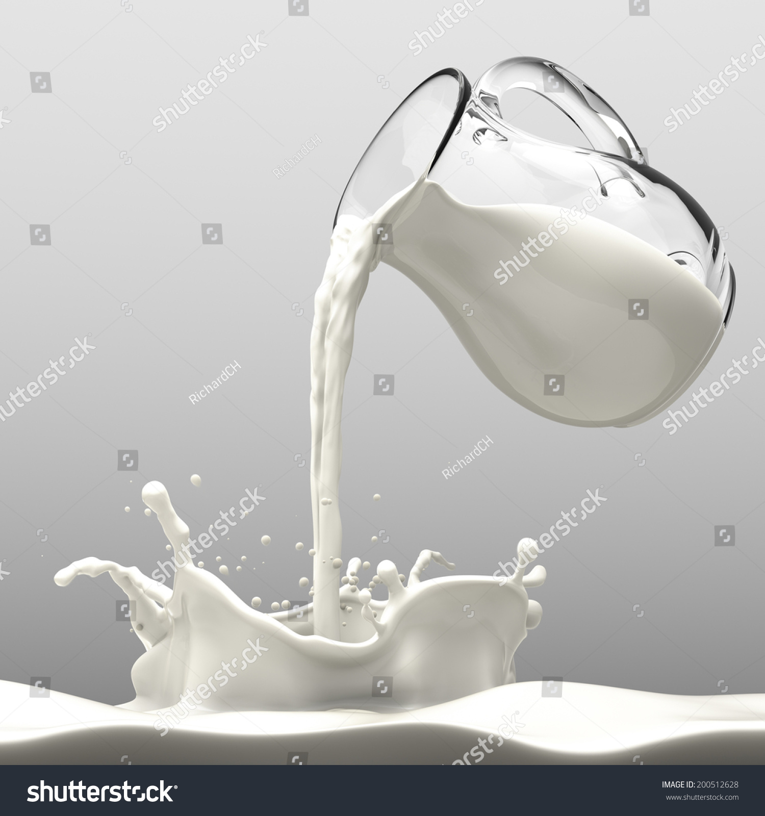 Pouring Milk From A Transparent Bottle To A