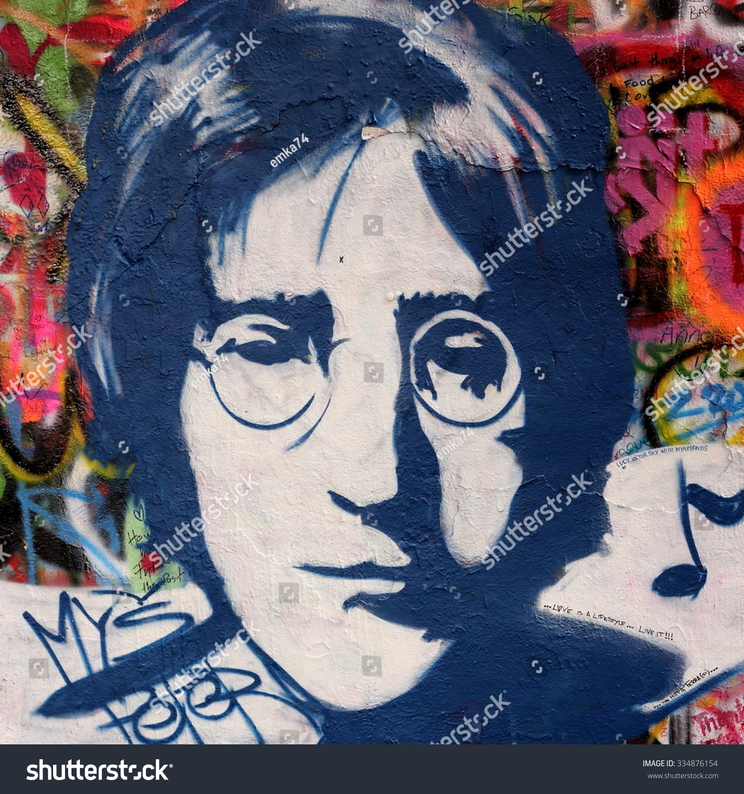 Save to a lightbox - stock-photo-prague-czech-republic-october-famous-place-in-prague-the-john-lennon-wall-wall-is-334876154