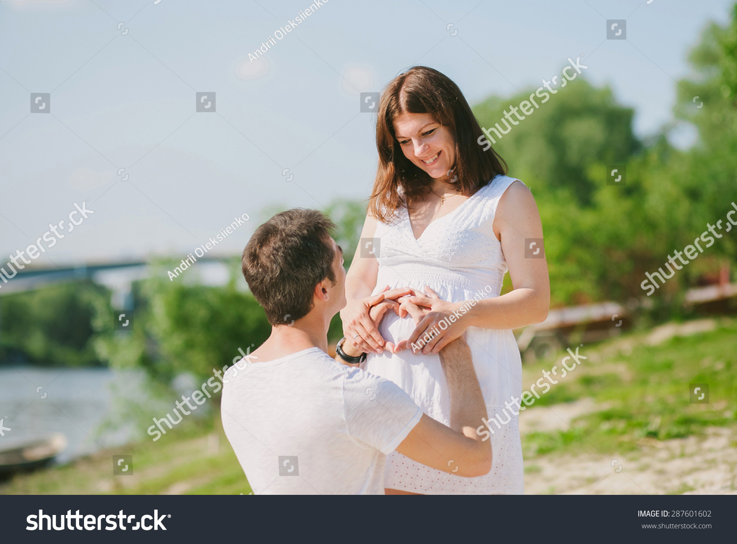 Pregnant Family. Love Concept. Husband And Wife In ...