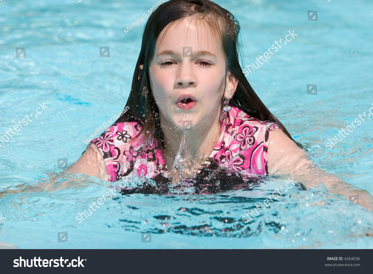Preteen Girl Coming Out Pool Water Stock Photo 4264036 Shutterstock