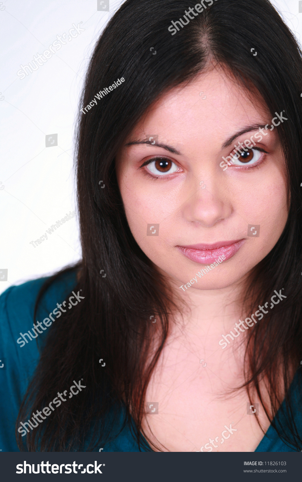 Pretty Brunette Teenager With Big Brown Eyes Stock