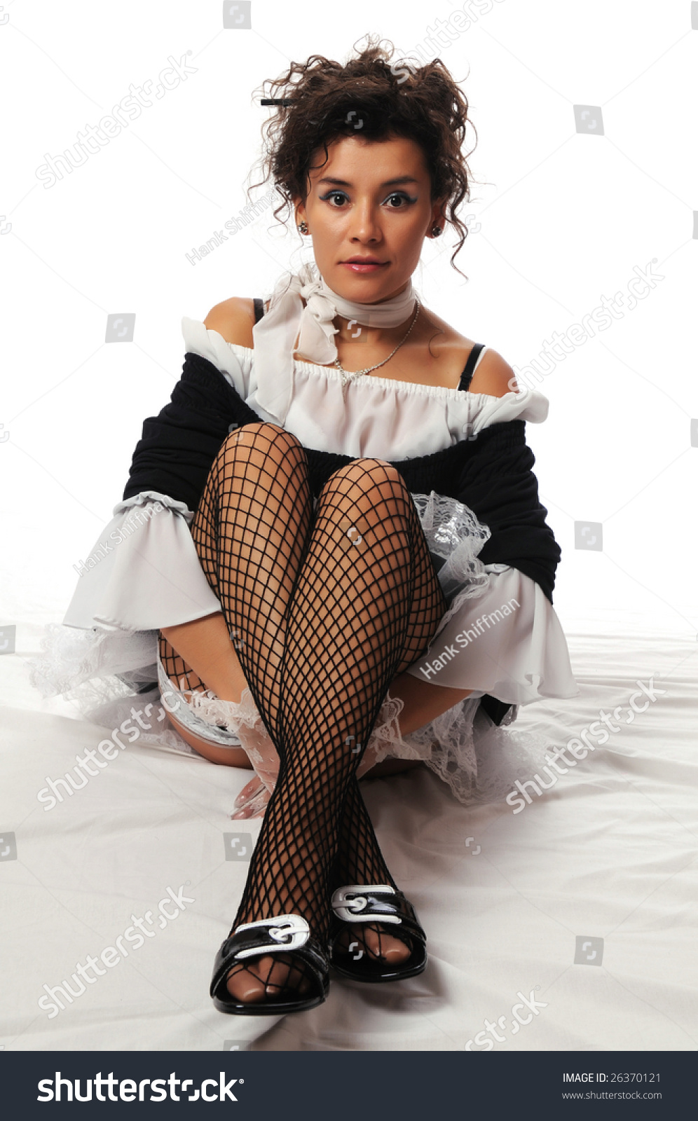 Pretty Colombian Woman Dressed As A French Maid Stock Photo 26370121