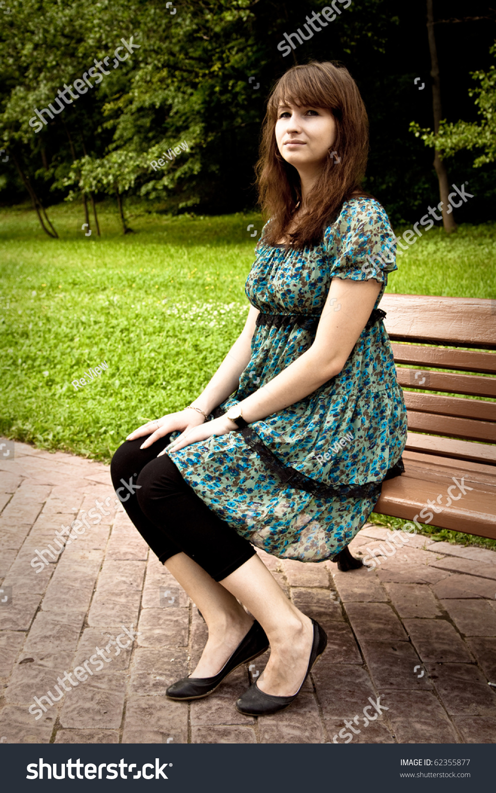 Pretty Girl Sitting On Bench Stock Photo 62355877 - Shutterstock