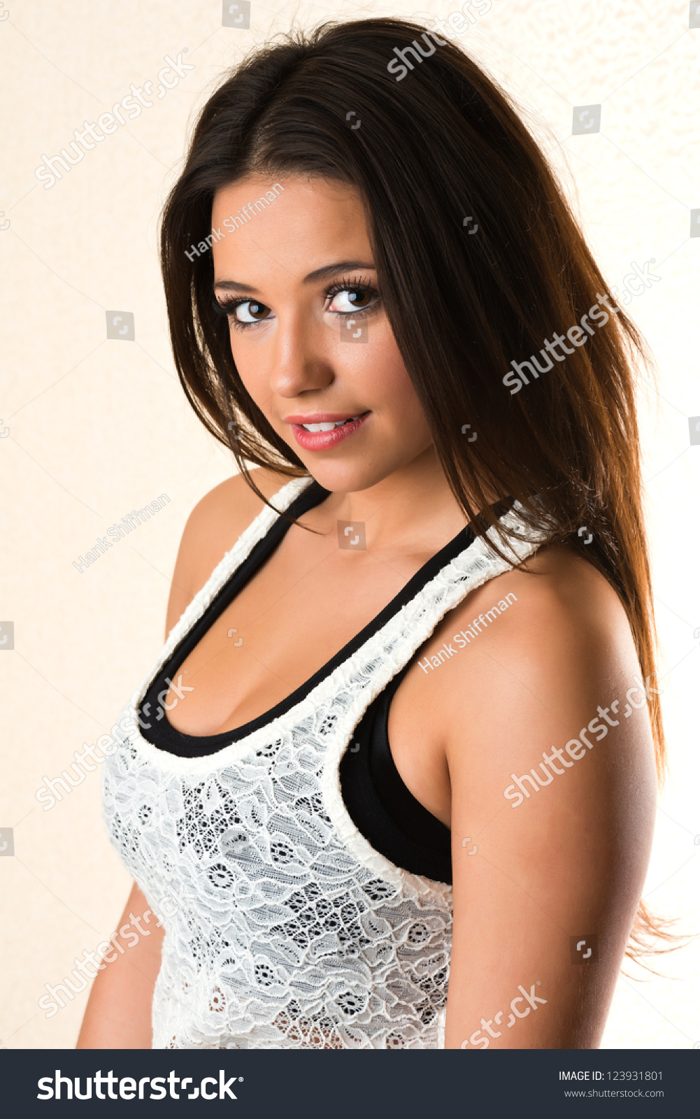 Pretty Petite Brunette Black White Stock Photo Edit Now