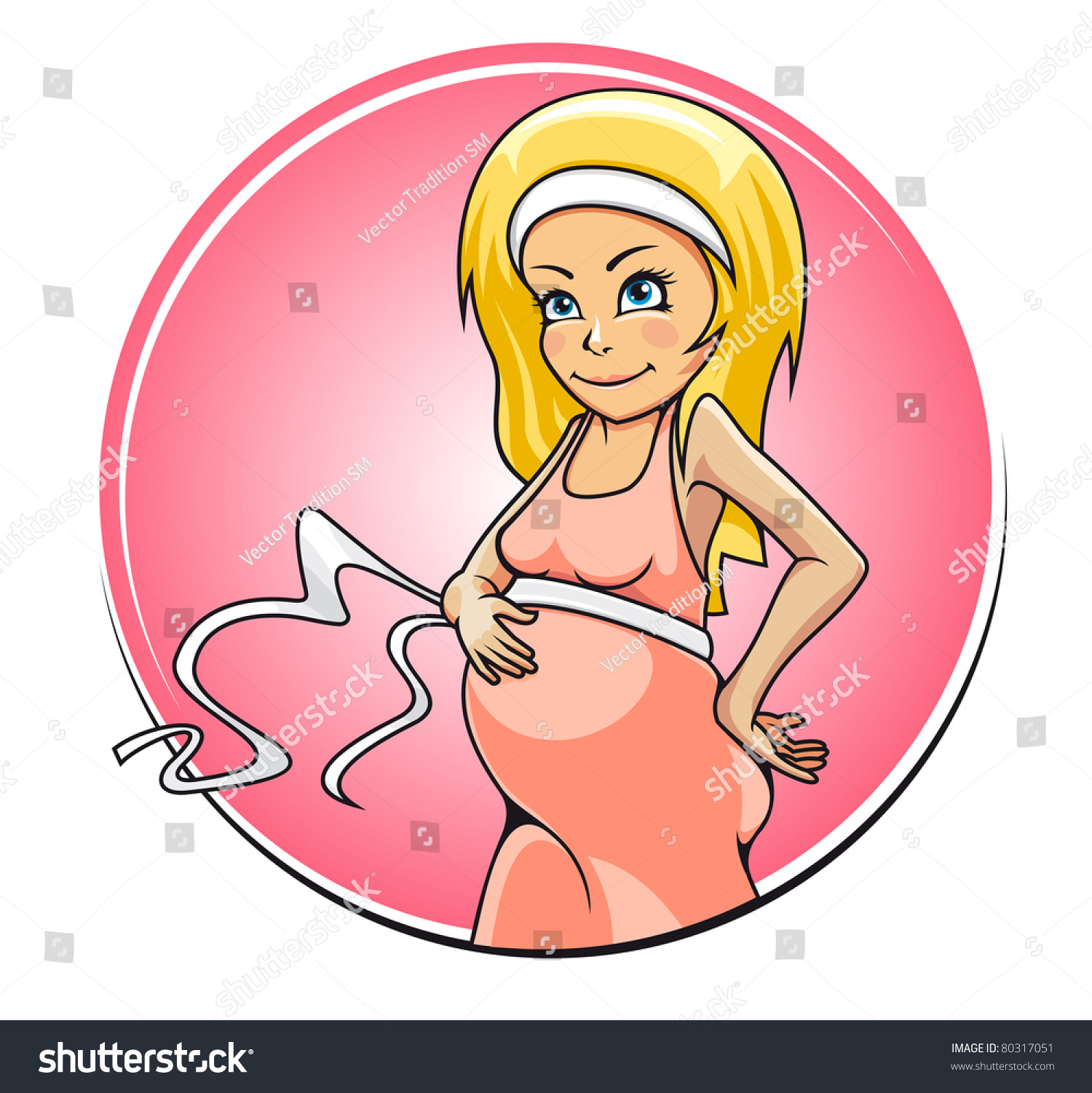 Pretty Pregnant Woman In Cartoon Style For Health And Medical Concept