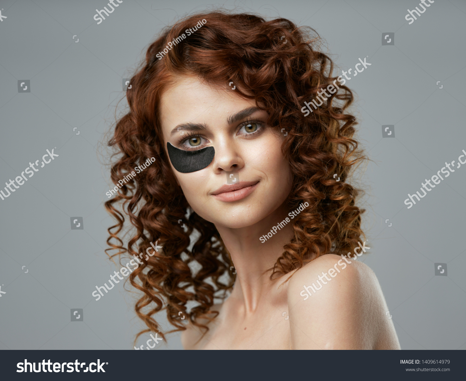 Pretty Woman Curly Hair Naked Shoulders Stock Photo Edit Now