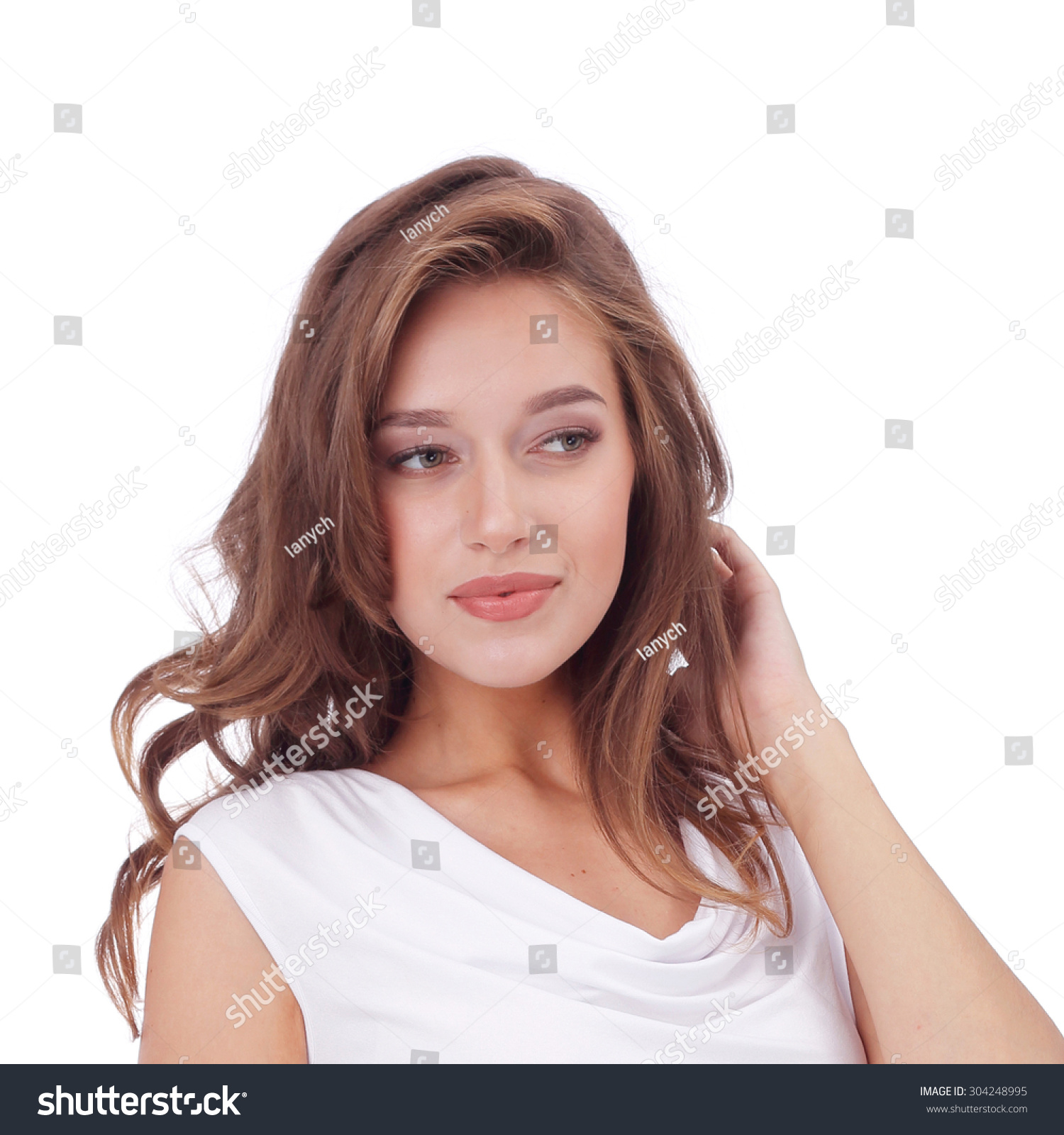 Pretty Young Girl Wearing White Top Stock Photo 304248995 : Shutterstock