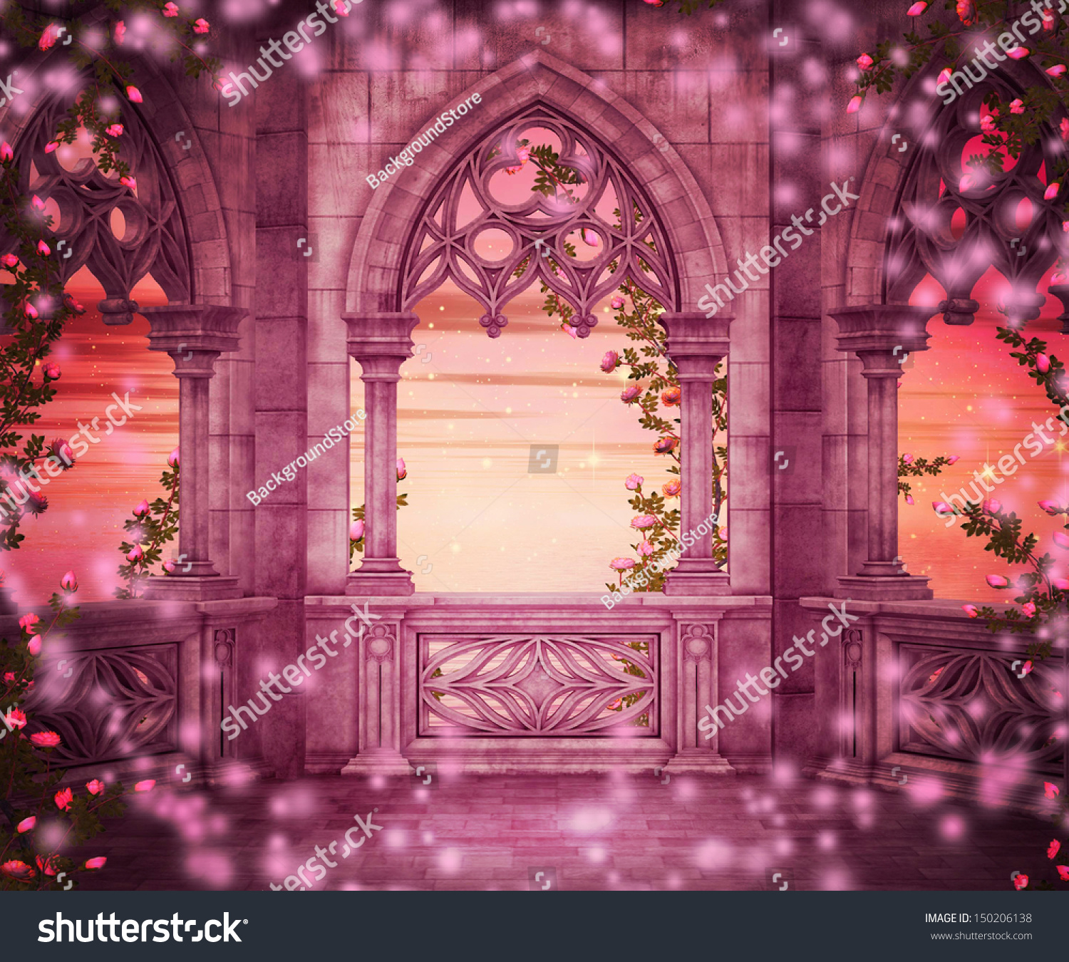 Princess Castle Fantasy Backdrop Stock Illustration 150206138