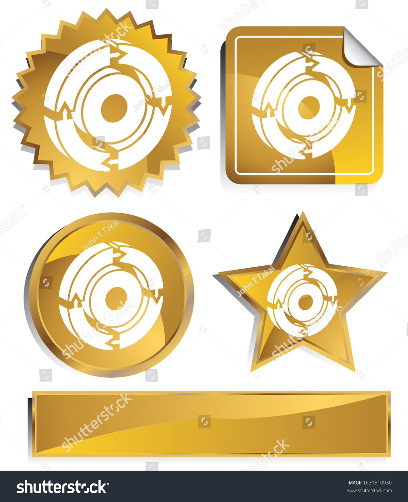 Process Diagram Set Gold Satin Metal Stock Illustration
