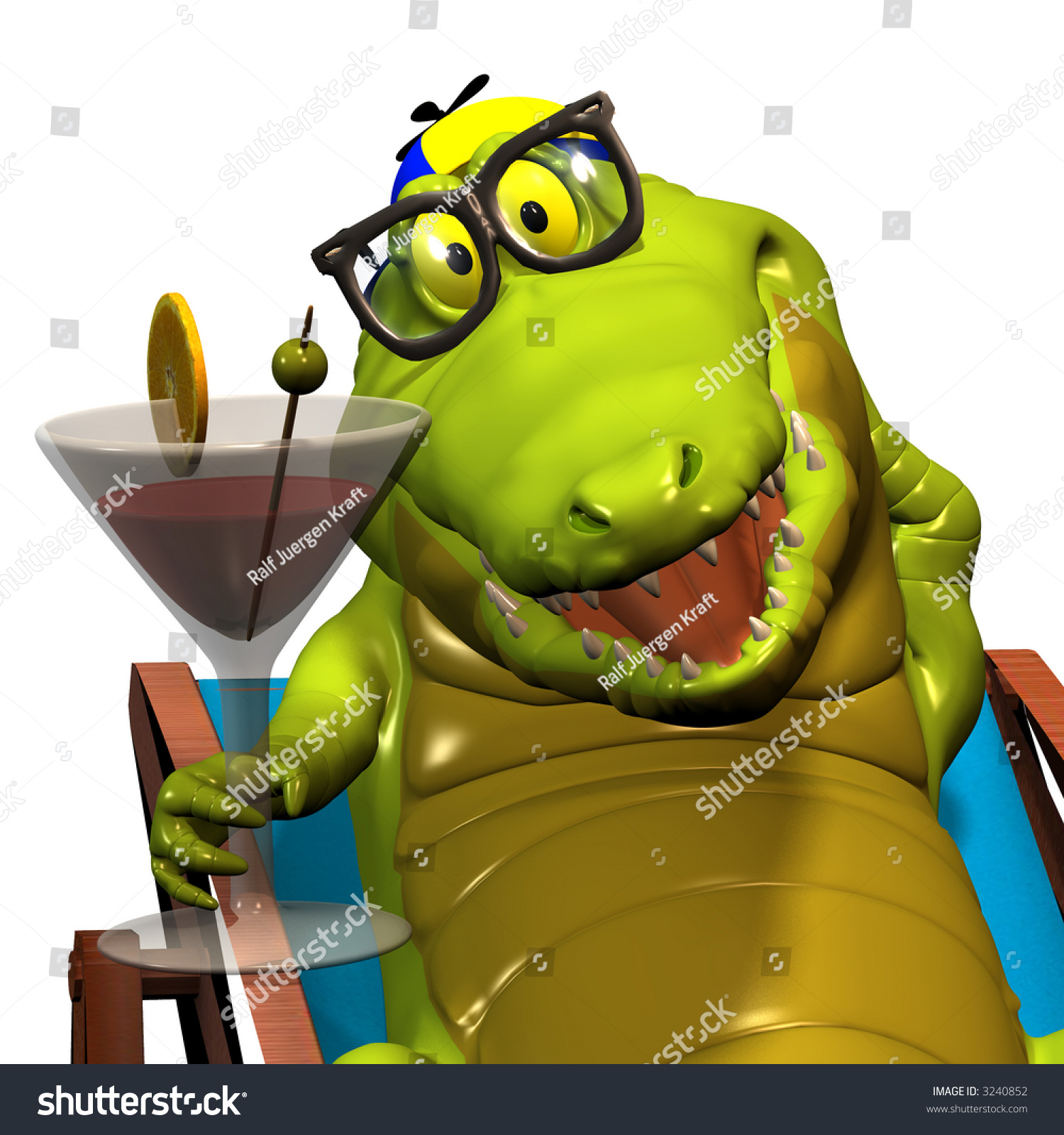 Profile Reception Of A Gay Cartoon Of Crocodile That Holds Which One Glass In The Hand Stock 8754