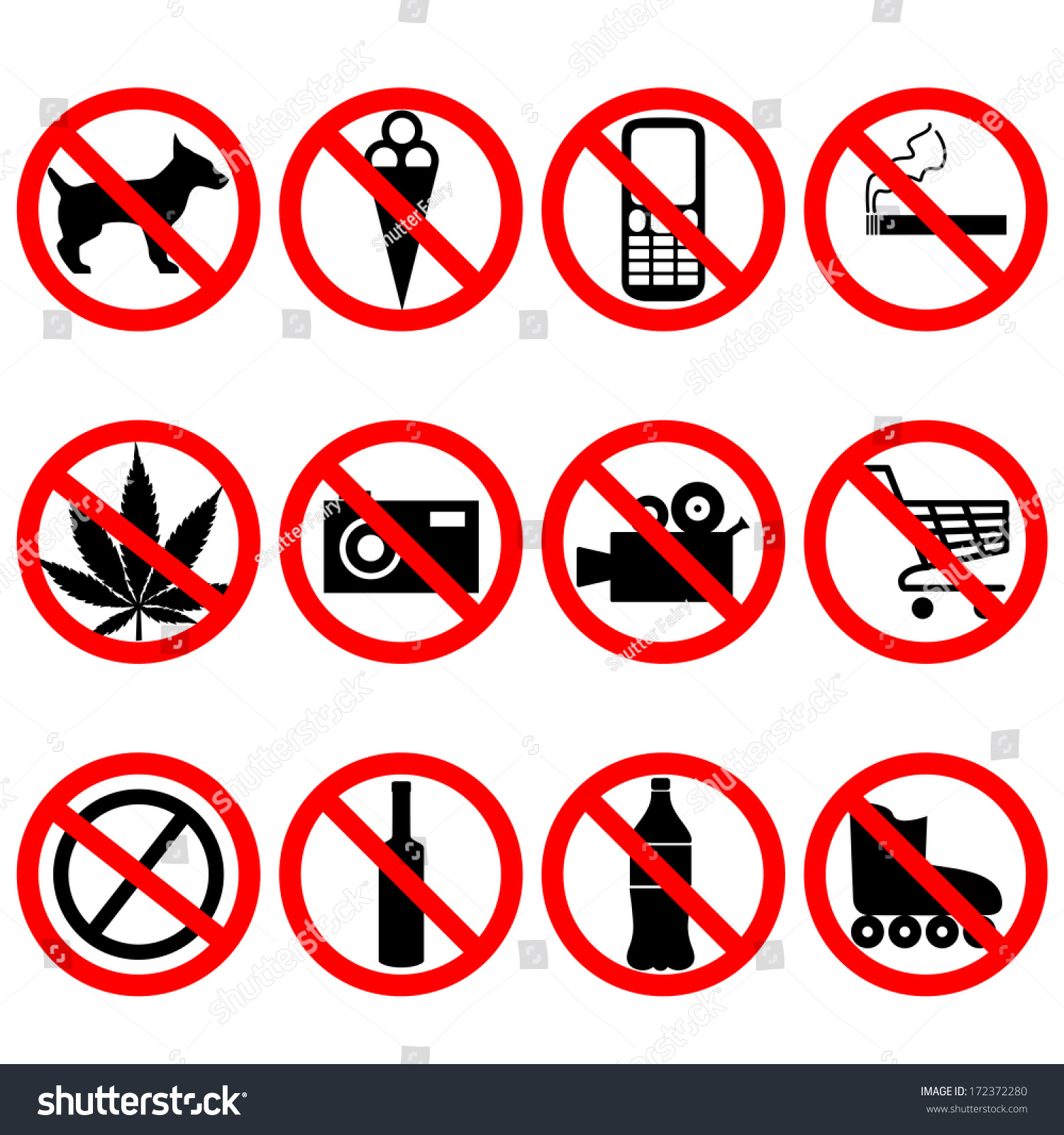 Prohibition Signs Set. Stock Photo 172372280 : Shutterstock